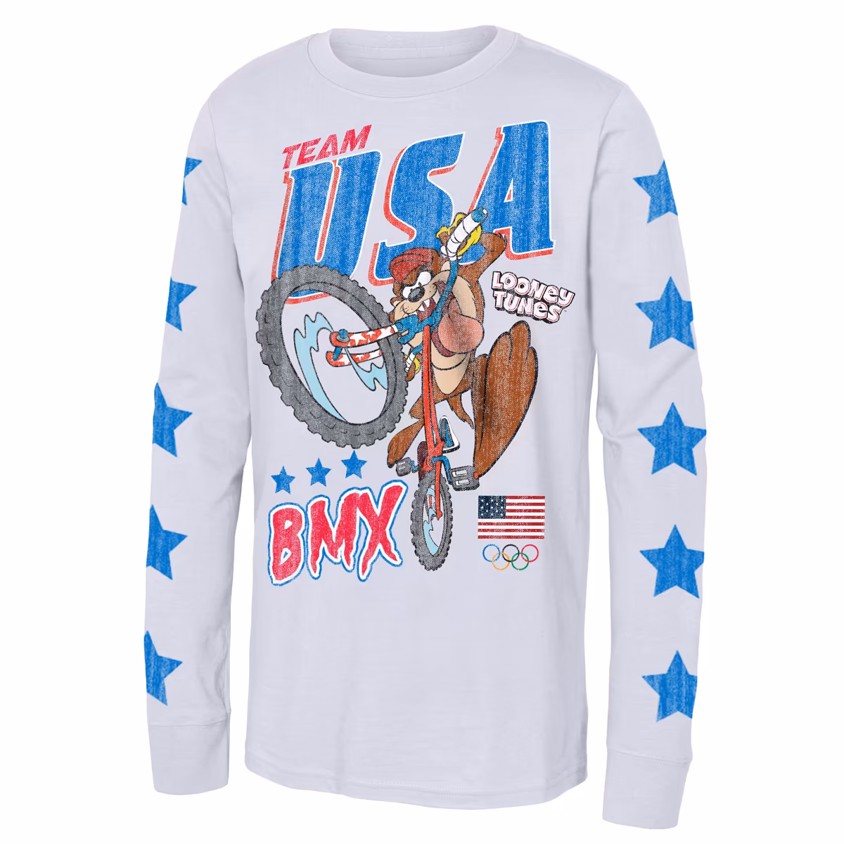 Youth Tasmanian Devil White Team USA Looney Tunes BMX T-Shirt
